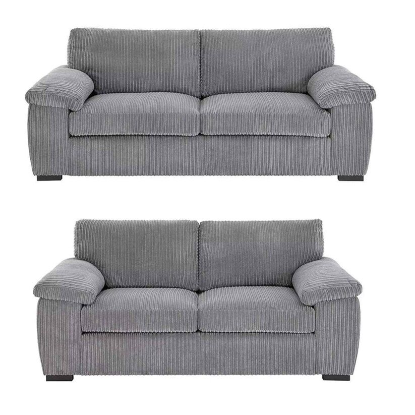 Amalfi Jumbo Cord Grey 3+2 Mainn Amalfi Jumbo Cord Grey Sofa 3 Seater Plus 2 Seater