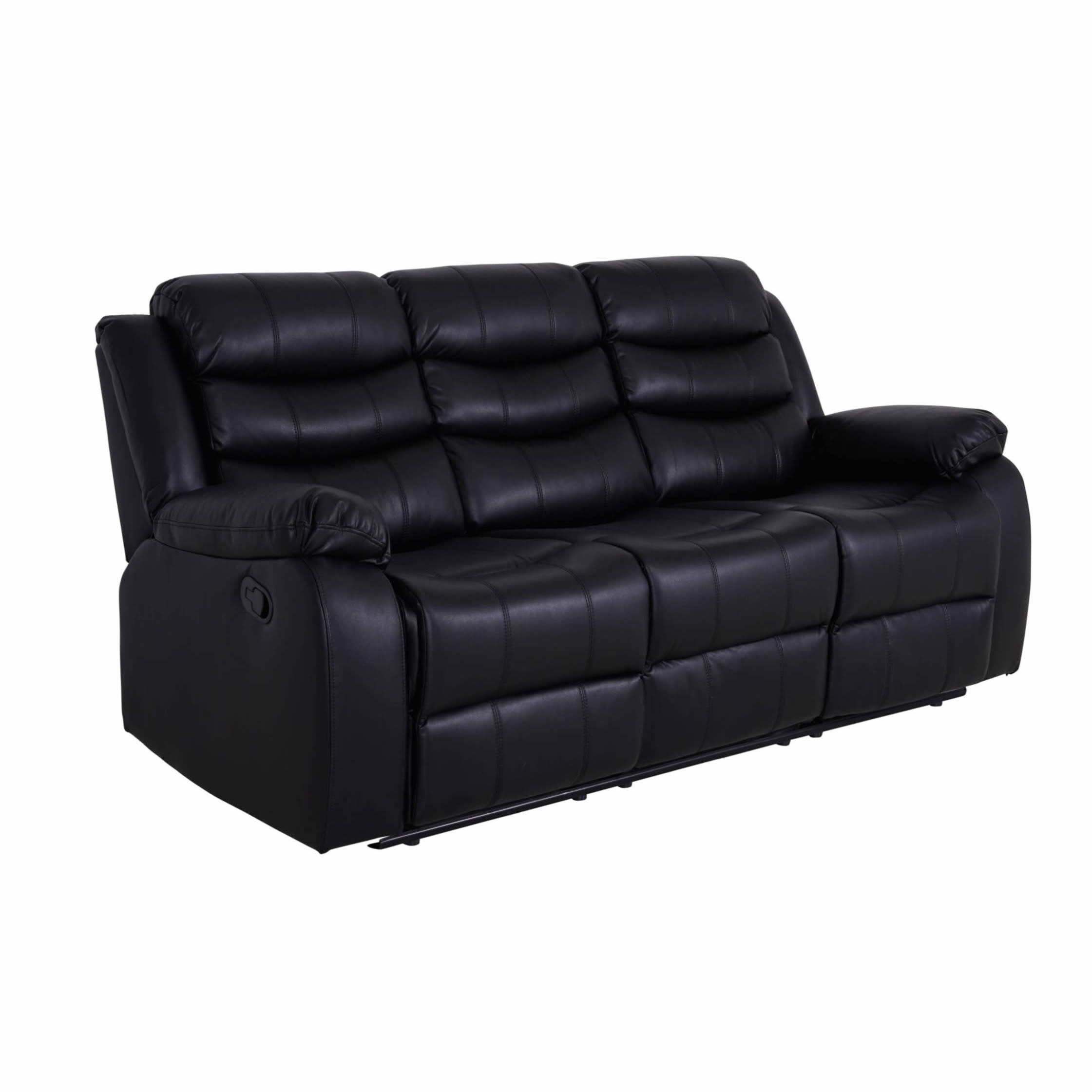 Roma leather 3 Seater Sofa in Black 1 ROMA LEATHER BLACK 3 SEATER