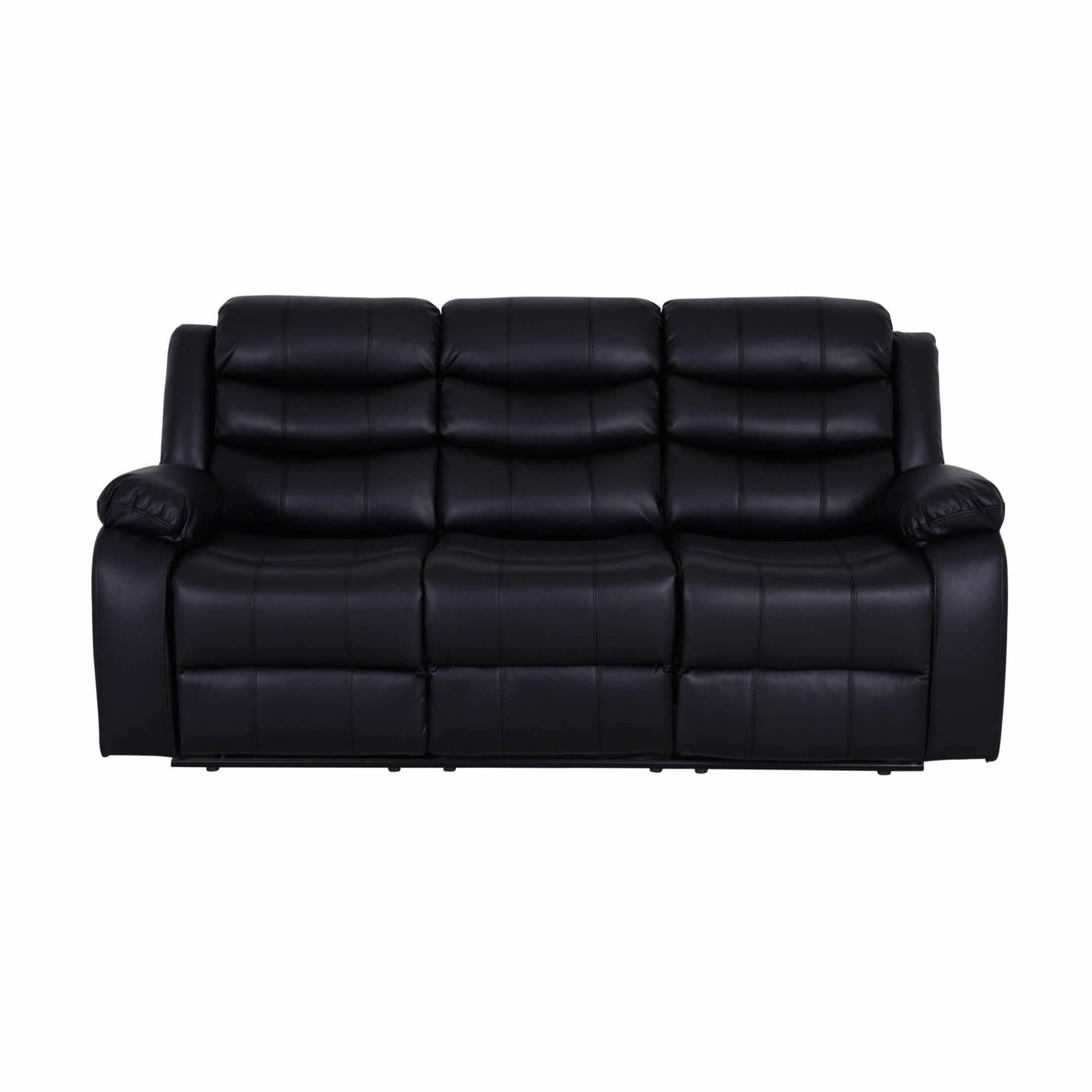 Roma leather 3 Seater Sofa in Black ROMA LEATHER BLACK 3 SEATER