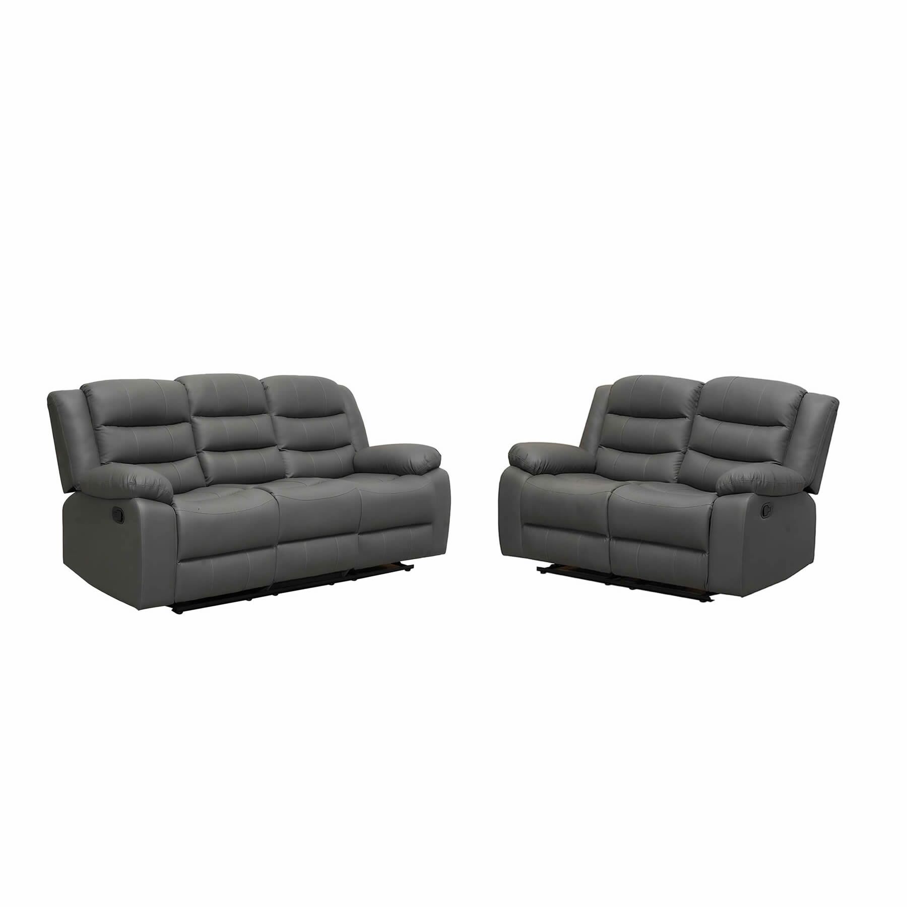 Roma leather 3 2 Sofa Set in Grey ROMA LEATHER GREY 3+2