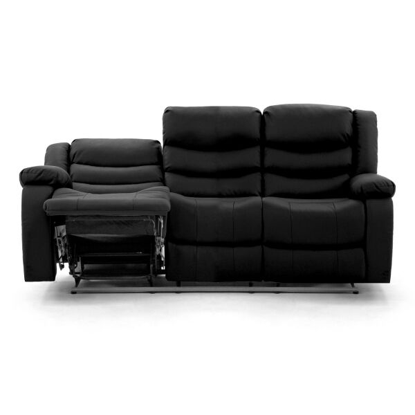 Roma Leather Black Sofa 3+2 Seater Recliner Sofa in Black 3 Roma Leather Black Sofa 3+2 Seater Recliner Sofa in Black